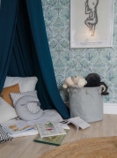 Aufbewahrungskorb grau mit Quasten