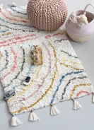 Baumwollteppich Berber schwarz-weiß Quasten