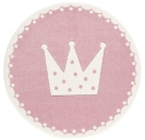 Runder Kinderteppich Krone rosa