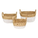 Wasserhyazinthe Korb 3er Set weiß-natur