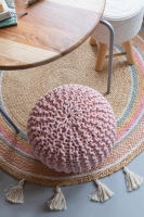 Runder Jute Teppich Smile natur-bunt