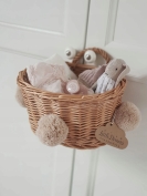 Rattan Wandkorb natur Pompon