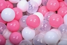 Zusatzbälle / Bällebad pink-weiß-transparent