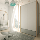 Schrank Pinette 2-türig weiß-grau-natur