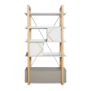 Bücherregal Pinette weiß-grau-natur