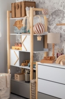 Bücherregal Pinette weiß-grau-natur