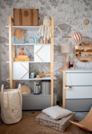 Bücherregal Pinette weiß-grau-natur