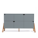 Große Kommode Lotta grau 6 Schubladen