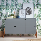 Große Kommode Lotta grau 6 Schubladen