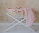 Moseskorb Meeko mit Matratze, Ständer und Textilien rosa