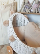 Korb Puppenwagen Weide weiß beige