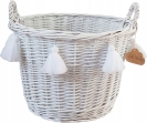 Rattan Aufbewahrungskorb rund weiß