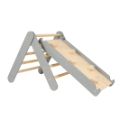 Kletterdreieck + Rutsche-Kletterwand Set Holz grau