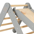Kletterdreieck + Rutsche-Kletterwand Set Holz grau