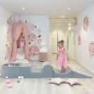 Schaumstoffbausteine magenta mit Mini-Bällebad