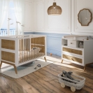 Theo Bebe Babybett Marelia Neige 70x140 weiß-Rattan