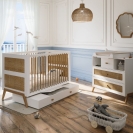 Theo Bebe Babybett Marelia Neige 70x140 weiß-Rattan