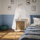 Theo Bebe Beistellbett Marelia Neige weiß-Rattan