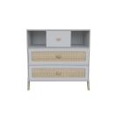 Theo Bebe Kommode Marelia Lune hellgrau-Rattan