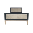 Theo Bebe Kinderbett Nami Onyx schwarz-Rattan 90x200