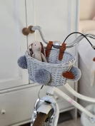 Fahrradkorb für Kinder Rattan grau