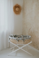 Moseskorb Meeko mit Matratze, Ständer und Textilien grau