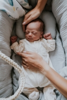 Moseskorb Meeko mit Matratze, Ständer und Textilien grau