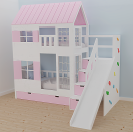 Hochbett Haus Liv mit Rutsche und Kletterwand