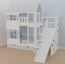 Hochbett Haus Liv mit Rutsche und Kletterwand