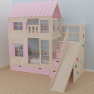 Hochbett Haus Liv mit Rutsche und Kletterwand