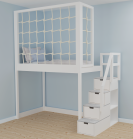 Hochbett Tim mit Schutznetz und Treppe