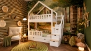 Hochbett Haus mit Stauraum
