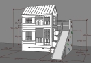 Hochbett Haus mit Stauraum