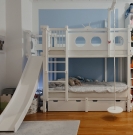 Tolles Hochbett mit Rusche und Schubladen