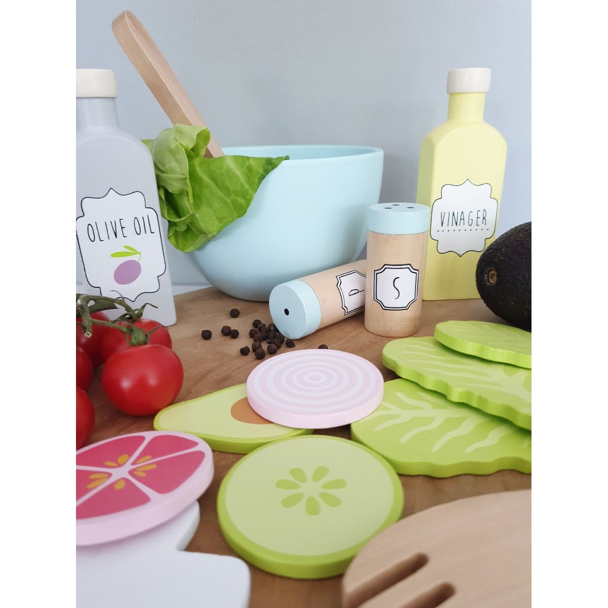Salat-Set 15 Teile Holz 