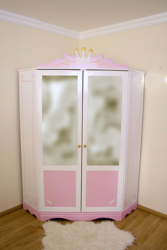Eck-Kleiderschrank 95x95 cm Eckschrank Mädchen rosa Baby-Zimmer 197cm hoch 
