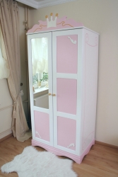 Kleiderschrank rosa-wei Kutsche 2 T