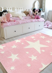 Kinderteppich Stars rosa