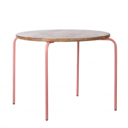 Kindertisch Holz Metall rosa