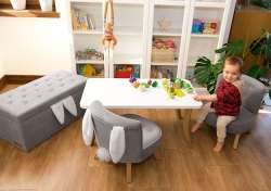 Kinder Hocker Hasenohren grau