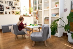 Kinder Hocker Hasenohren grau