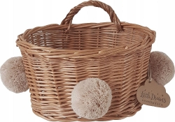 Rattan Wandkorb natur Pompon