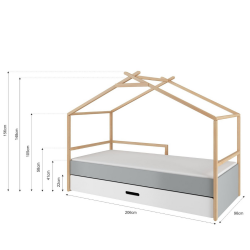 Tipi Kinderbett TeePee 90x200cm mit Schublade