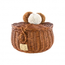 Rattan Flechtkorb mit Deckel natur