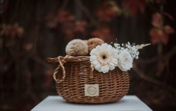 Rattan Flechtkorb mit Deckel natur