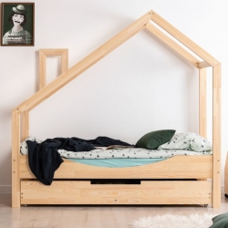 Kinderbett Haus Holz Luna Modell E