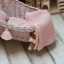 Puppenwiege / Puppenbett Weide rosa