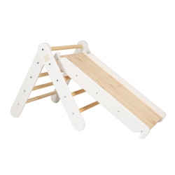 Kletterdreieck + Rutsche-Kletterwand Set Holz wei