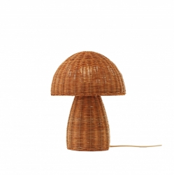 Kidsdepot Tischlampe Pilz Lepista Rattan braun