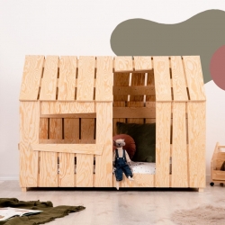 Hausbett / Hütte Holz Mat